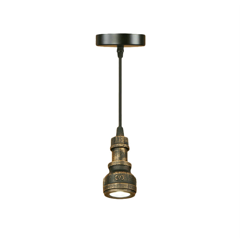 Antique Style Mini Pendant Lamp with Water Pipe 1 Light Wrought Iron Lighting Fixture in Aged Brass Clearhalo 'Art Deco Pendants' 'Cast Iron' 'Ceiling Lights' 'Ceramic' 'Crystal' 'Industrial Pendants' 'Industrial' 'Metal' 'Middle Century Pendants' 'Pendant Lights' 'Pendants' 'Tiffany' Lighting' 145876