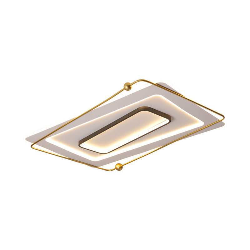 White-Gold Layered Rectangular Flushmount Modernism Acrylic LED Ceiling Flush Light in Warm/White Light Clearhalo 'Ceiling Lights' 'Close To Ceiling Lights' 'Close to ceiling' 'Flush mount' Lighting' 1458783