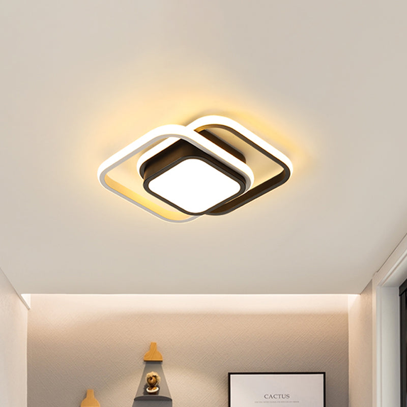 Acrylic Thin Square LED Flushmount Simplicity Black-White Ceiling Mount Light in Warm/White Light for Dress Room Black-White Clearhalo 'Ceiling Lights' 'Close To Ceiling Lights' 'Close to ceiling' 'Flush mount' Lighting' 1458796