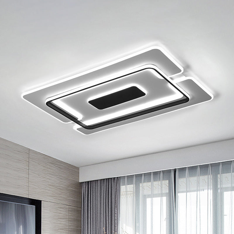 Slim Rectangle Tier Surface Ceiling Light Modernism Acrylic Living Room LED Flush Mounted Lamp in Black-White Black-White Clearhalo 'Ceiling Lights' 'Close To Ceiling Lights' 'Close to ceiling' 'Flush mount' Lighting' 1458815