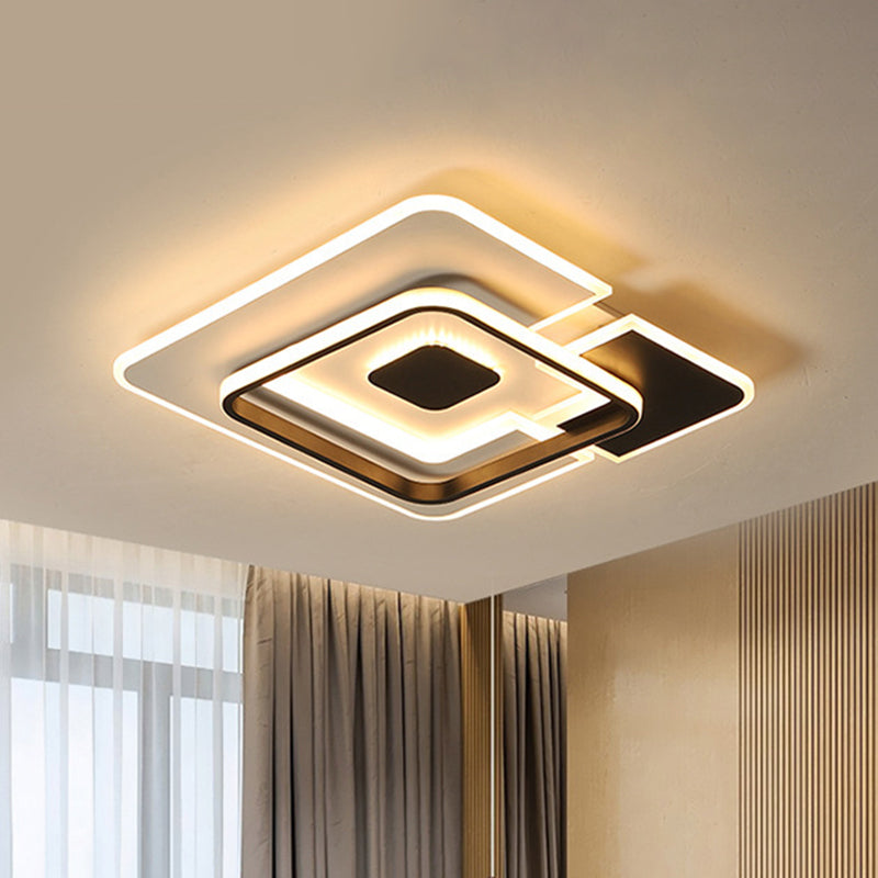 Patchwork 2-Square Ceiling Lamp Modern Creative Acrylic Black and White 18