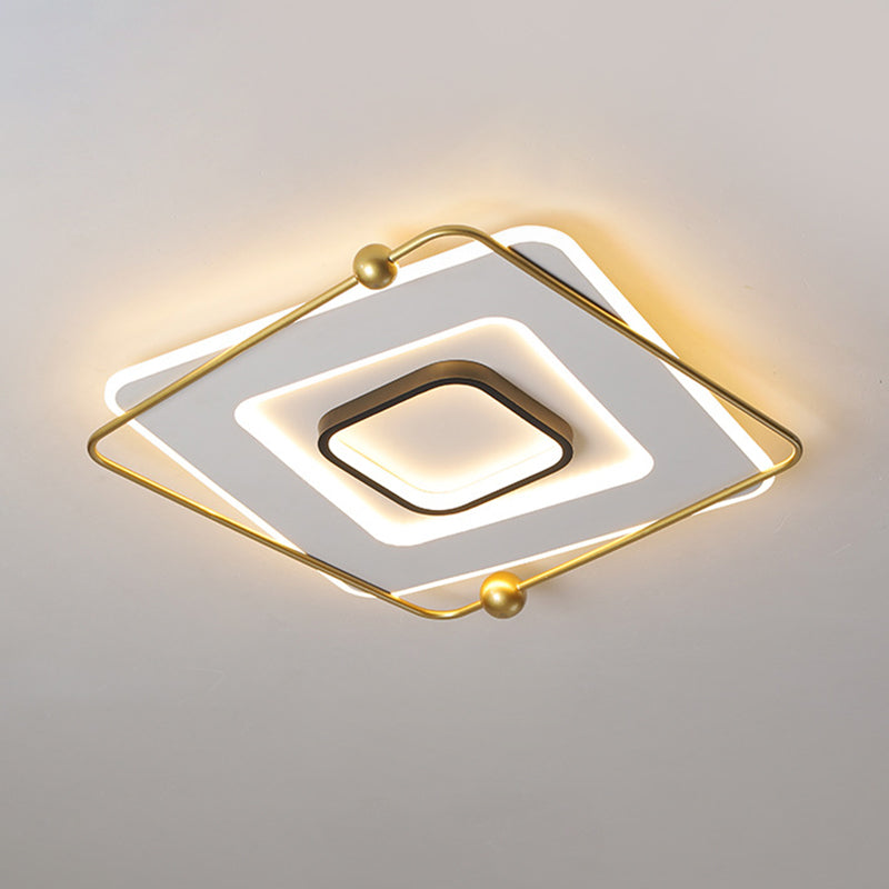 White-Gold Tiered Square Thin Flush Light Modernist Aluminum LED Flush Mount Ceiling Fixture in Warm/White Light, 18