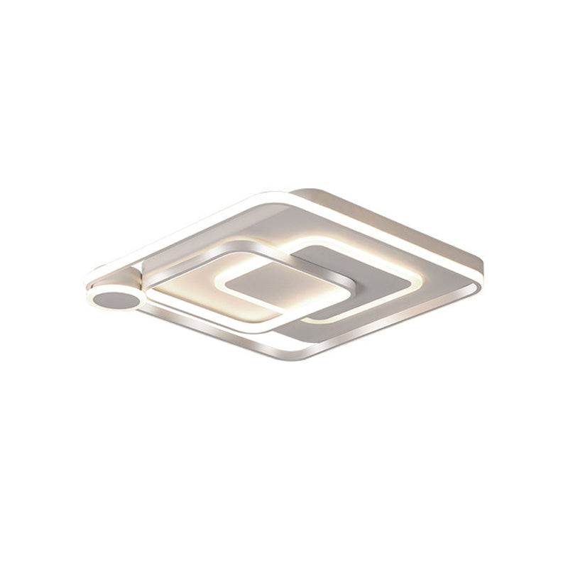 White Square Overlapped Flush Light Contemporary Acrylic 18