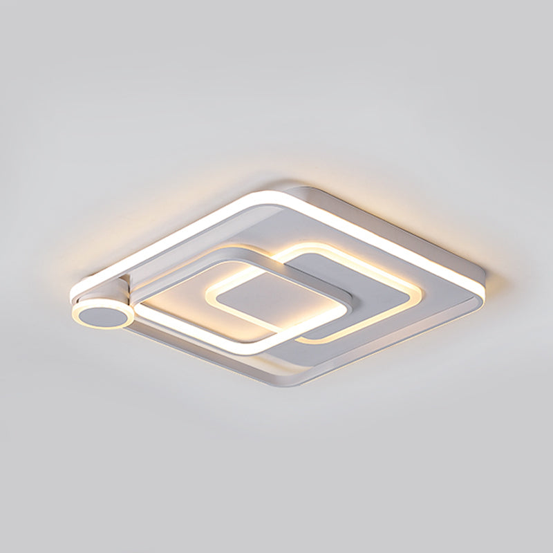 White Square Overlapped Flush Light Contemporary Acrylic 18