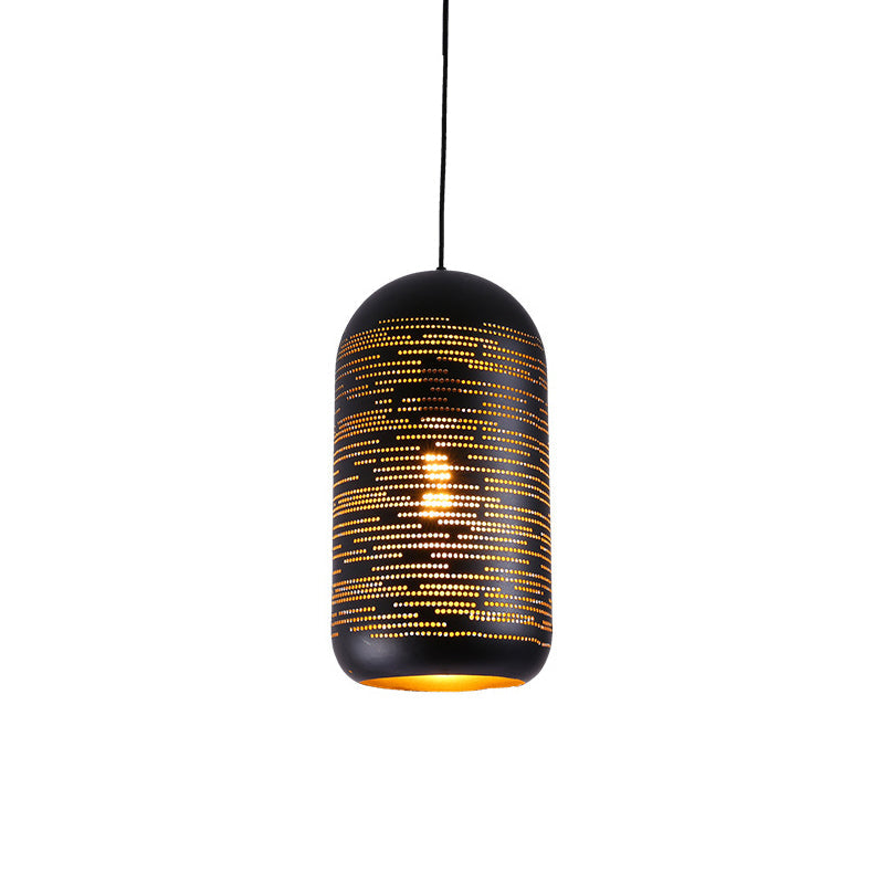 Black Laser-Cut Wintermelon Pendant Light Loft Style Metal 1-Light 4