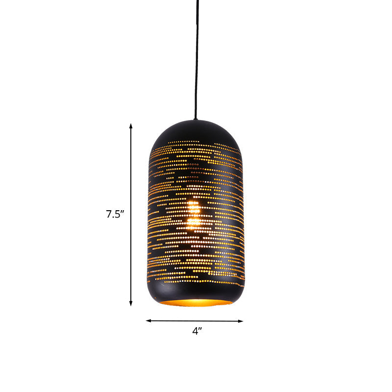 Black Laser-Cut Wintermelon Pendant Light Loft Style Metal 1-Light 4