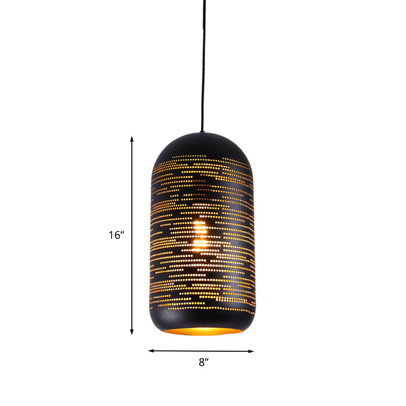 Black Laser-Cut Wintermelon Pendant Light Loft Style Metal 1-Light 4