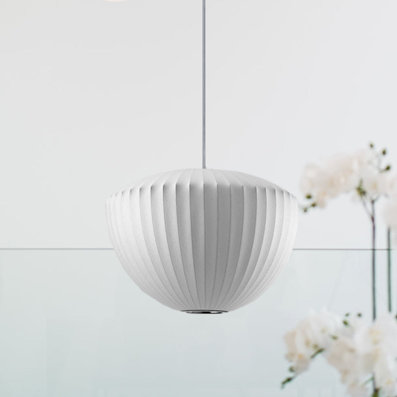 Ribbed Bowl Rayon Pendant Lighting Minimalist 1-Light White Ceiling Hanging Light for Lounge White Clearhalo 'Ceiling Lights' 'Modern Pendants' 'Modern' 'Pendant Lights' 'Pendants' Lighting' 1459148