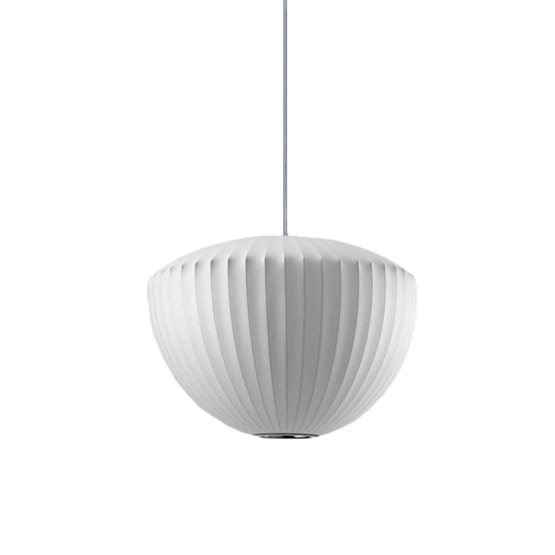 Ribbed Bowl Rayon Pendant Lighting Minimalist 1-Light White Ceiling Hanging Light for Lounge Clearhalo 'Ceiling Lights' 'Modern Pendants' 'Modern' 'Pendant Lights' 'Pendants' Lighting' 1459151