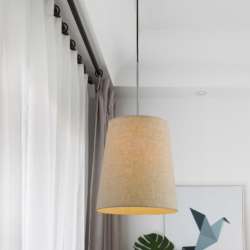 Minimalist 1-Light Drop Pendant Flaxen Tapering Pendulum Light with Fabric Lamp Shade Clearhalo 'Ceiling Lights' 'Modern Pendants' 'Modern' 'Pendant Lights' 'Pendants' Lighting' 1459164