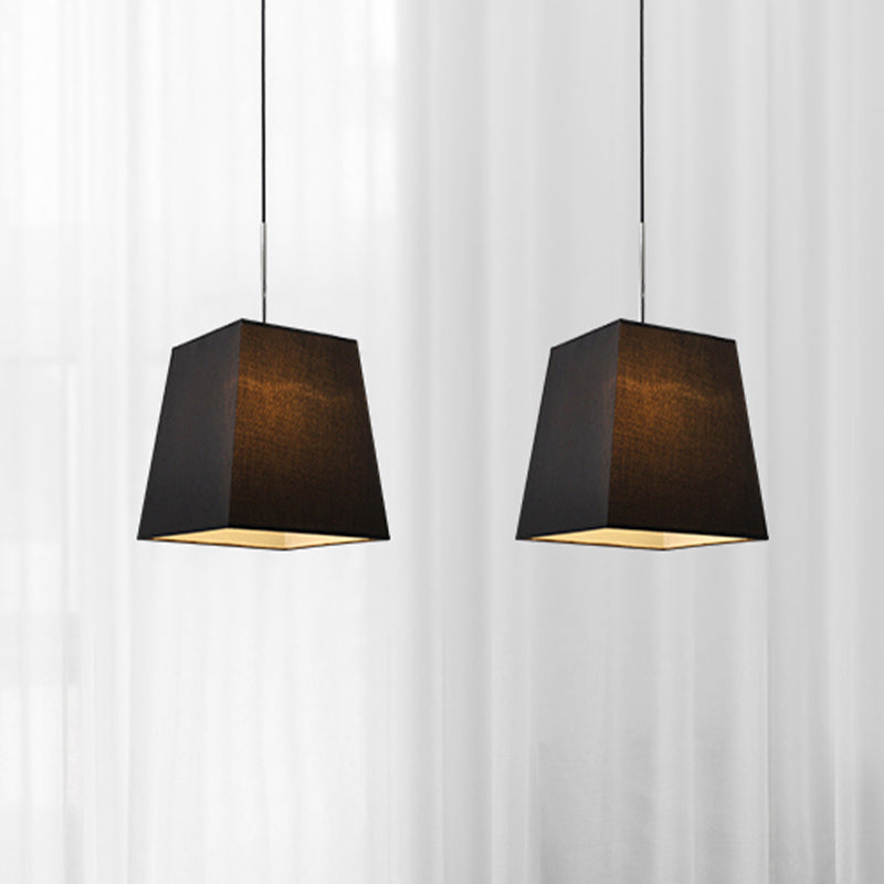 Trapezoidal Mini Pendant Light Simplicity Fabric Single Black Suspension Lamp for Dining Room Clearhalo 'Ceiling Lights' 'Modern Pendants' 'Modern' 'Pendant Lights' 'Pendants' Lighting' 1459178