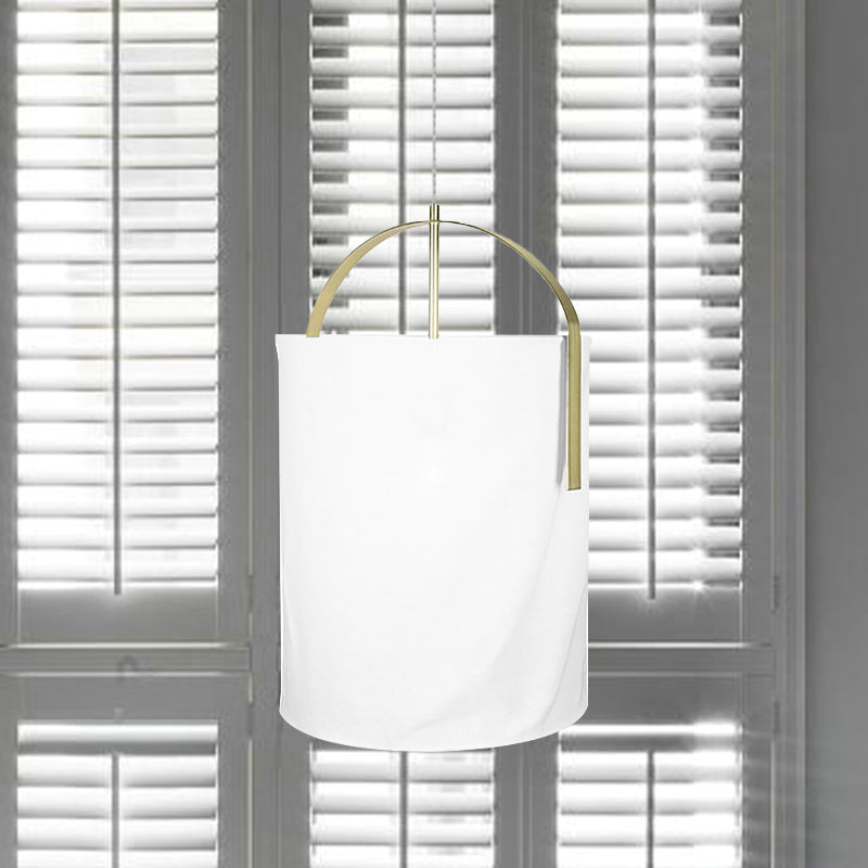 Black/Gold-White Pail Drop Lamp Simplicity 1 Head Fabric Pendant Light Fixture for Bedroom Clearhalo 'Ceiling Lights' 'Modern Pendants' 'Modern' 'Pendant Lights' 'Pendants' Lighting' 1459280