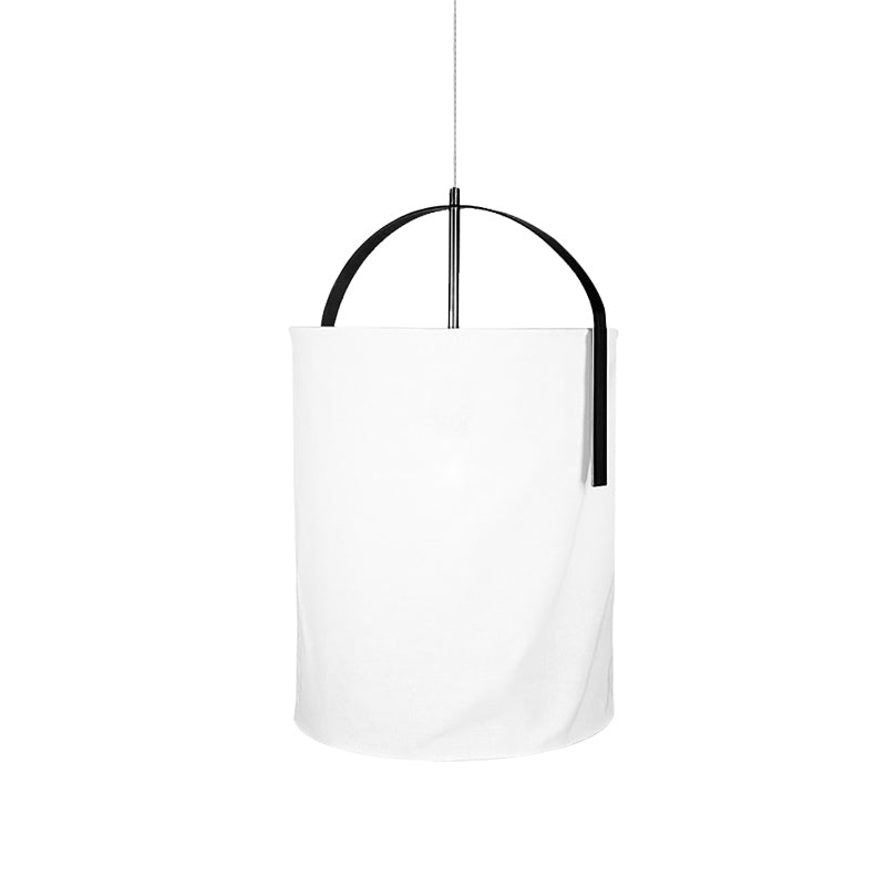 Black/Gold-White Pail Drop Lamp Simplicity 1 Head Fabric Pendant Light Fixture for Bedroom Clearhalo 'Ceiling Lights' 'Modern Pendants' 'Modern' 'Pendant Lights' 'Pendants' Lighting' 1459286