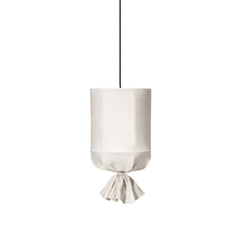 Cylindrical Down Lighting Pendant Minimalist Fabric 1-Light White/Flaxen Ceiling Lamp with Fastener Clearhalo 'Ceiling Lights' 'Modern Pendants' 'Modern' 'Pendant Lights' 'Pendants' Lighting' 1459290