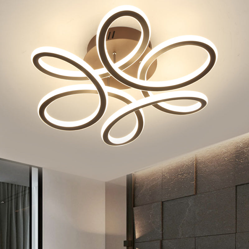 Modern Blooming Acrylic Ceiling Light LED Flush Mount Recessed Lighting in Gold/Coffee for Bedroom, Warm/White Light Clearhalo 'Ceiling Lights' 'Close To Ceiling Lights' 'Close to ceiling' Lighting' 1459650