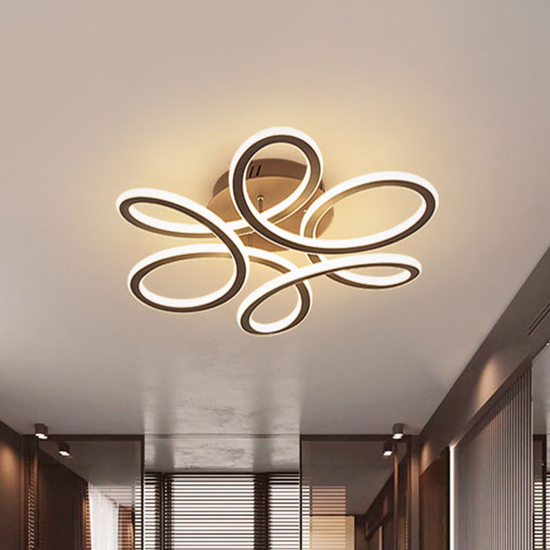 Modern Blooming Acrylic Ceiling Light LED Flush Mount Recessed Lighting in Gold/Coffee for Bedroom, Warm/White Light Coffee Clearhalo 'Ceiling Lights' 'Close To Ceiling Lights' 'Close to ceiling' Lighting' 1459651