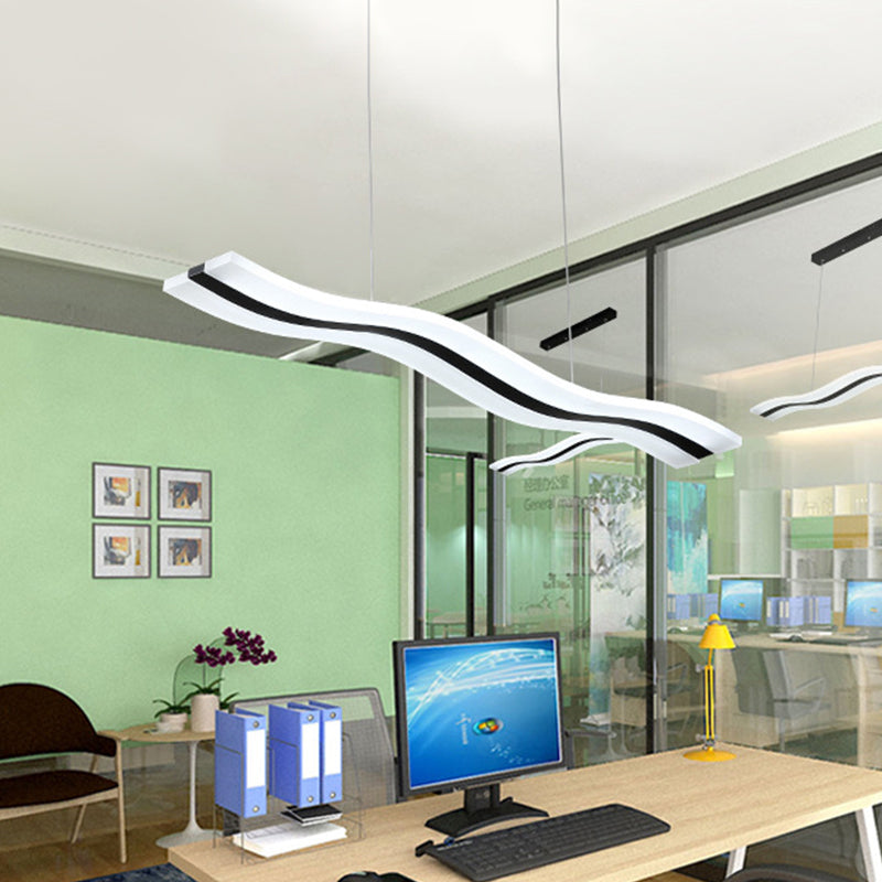 Waveform Drop Pendant Simple Acrylic Office LED Hanging Light Fixture in Black, Warm/White Light Clearhalo 'Ceiling Lights' 'Modern Pendants' 'Modern' 'Pendant Lights' 'Pendants' Lighting' 1459676