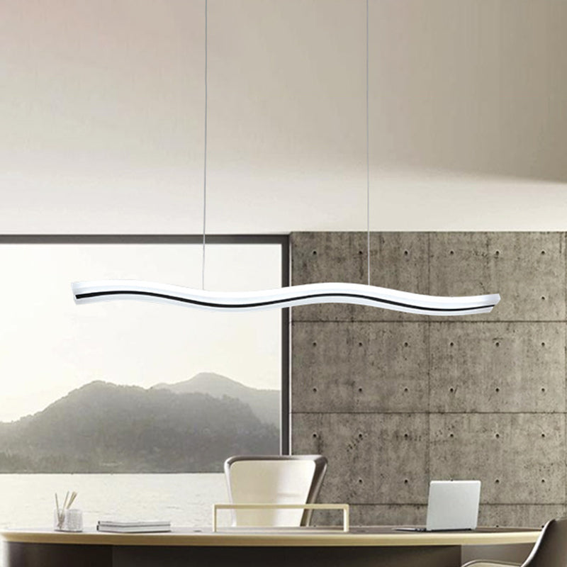 Waveform Drop Pendant Simple Acrylic Office LED Hanging Light Fixture in Black, Warm/White Light Black Clearhalo 'Ceiling Lights' 'Modern Pendants' 'Modern' 'Pendant Lights' 'Pendants' Lighting' 1459677