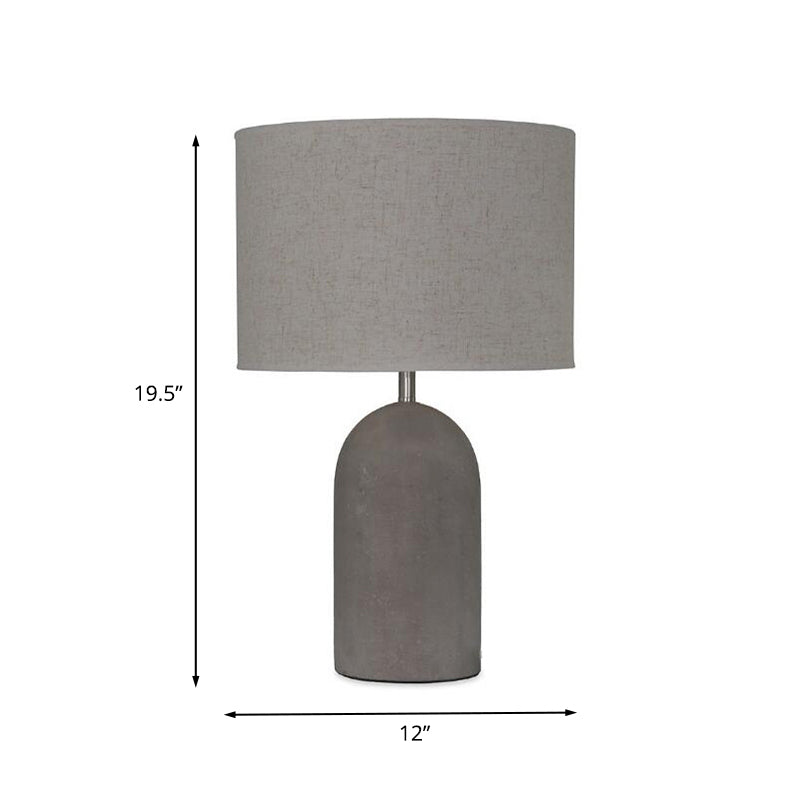 Half Capsule Cement Table Lighting Modern Single Grey Night Lamp with Drum Fabric Lampshade Clearhalo 'Lamps' 'Table Lamps' Lighting' 1460020