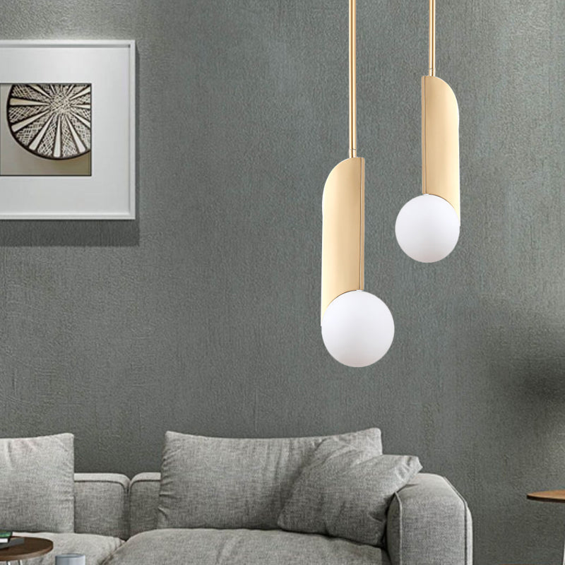 Colonial Spherical Ceiling Pendant Light 1 Bulb Ivory Glass Suspension Lighting in Gold for Living Room Clearhalo 'Ceiling Lights' 'Pendant Lights' 'Pendants' Lighting' 1460809