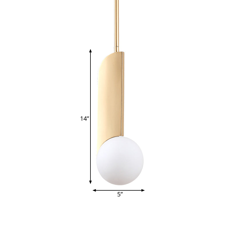 Colonial Spherical Ceiling Pendant Light 1 Bulb Ivory Glass Suspension Lighting in Gold for Living Room Clearhalo 'Ceiling Lights' 'Pendant Lights' 'Pendants' Lighting' 1460811