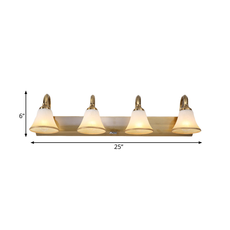 Gold 2/3/4 Bulbs Vanity Sconce Vintage Opal Glass Bell Wall Mounted Lighting with Metal Swooping Arm Clearhalo 'Vanity Lights' 'Wall Lights' Lighting' 1460894