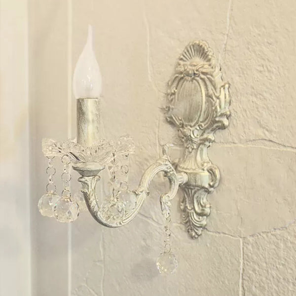 Candle Corridor Kitchen Wall Sconce Metal One Light Traditional Style Wall Lamp in White Finish Clearhalo 'Wall Lamps & Sconces' 'Wall Lights' Lighting' 14666