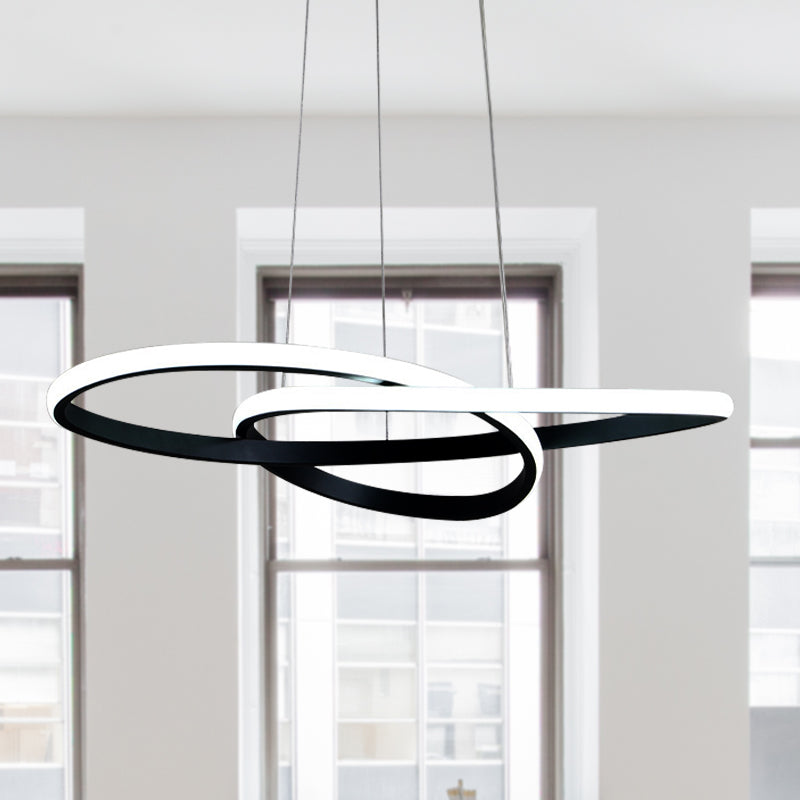 Twisted Chandelier Pendant Modern Acrylic Black Hanging Ceiling Light in Warm/White Light Clearhalo 'Ceiling Lights' 'Chandeliers' 'Modern Chandeliers' 'Modern' Lighting' 146734