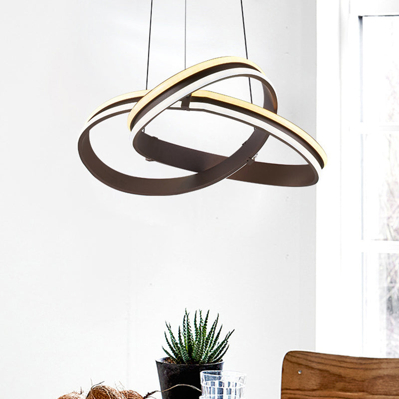 Winding Acrylic Chandelier Light Contemporary LED Brown Ceiling Pendant in Warm/White/Natural Light Brown Clearhalo 'Ceiling Lights' 'Chandeliers' 'Modern Chandeliers' 'Modern' Lighting' 146747