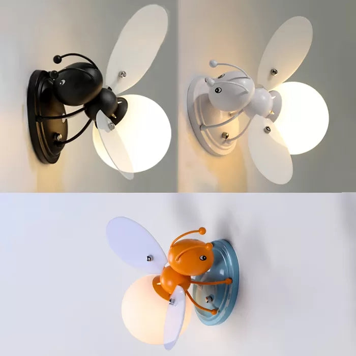 Rustic Style Bee Sconce Light Single Bulb Metal Wall Lamp for Kindergarten Child Bedroom Clearhalo 'Wall Lamps & Sconces' 'Wall Lights' Lighting' 14679