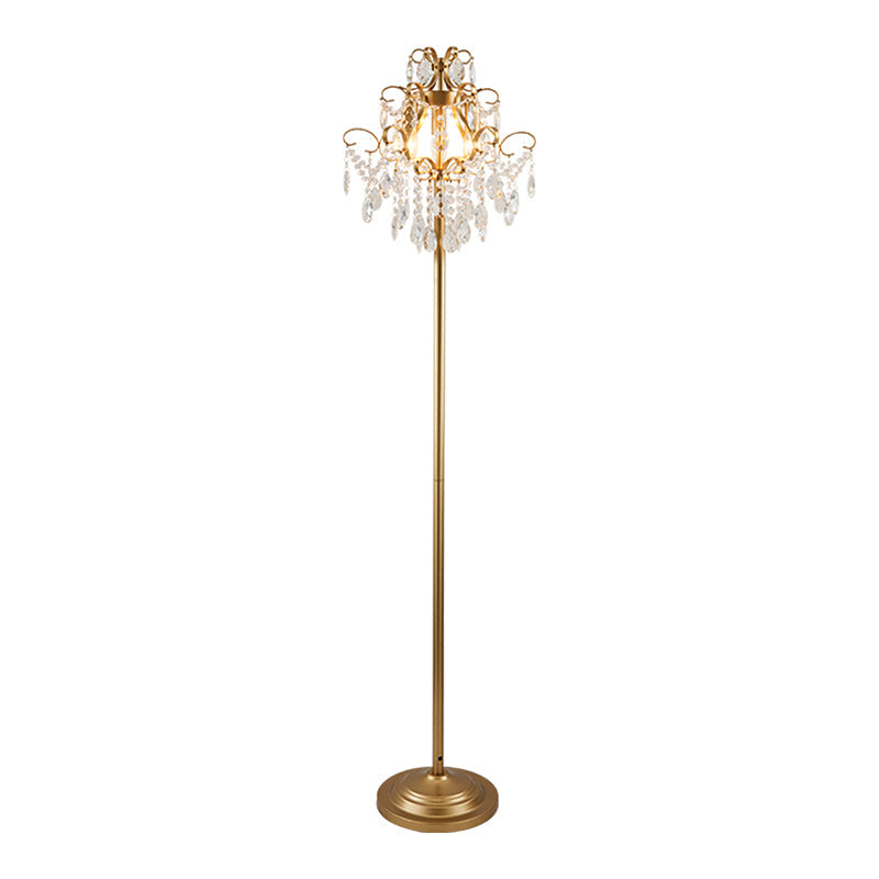 Gold Cascading Shape Floor Light Contemporary Faceted Crystal 1-Head Standing Lamp for Parlor Clearhalo 'Floor Lamps' 'Lamps' Lighting' 1468003