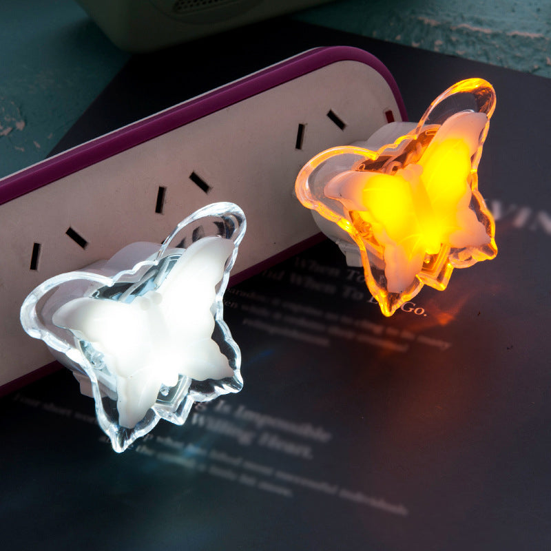 Plastic Butterfly Small Night Lighting Kids Clear Plug-in LED Wall Light for Girls Bedroom Clear Clearhalo 'Night Lights' 'Wall Lights' Lighting' 1468199