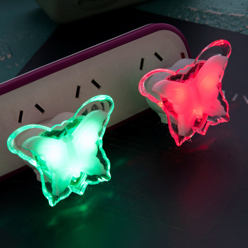 Plastic Butterfly Small Night Lighting Kids Clear Plug-in LED Wall Light for Girls Bedroom Clearhalo 'Night Lights' 'Wall Lights' Lighting' 1468200