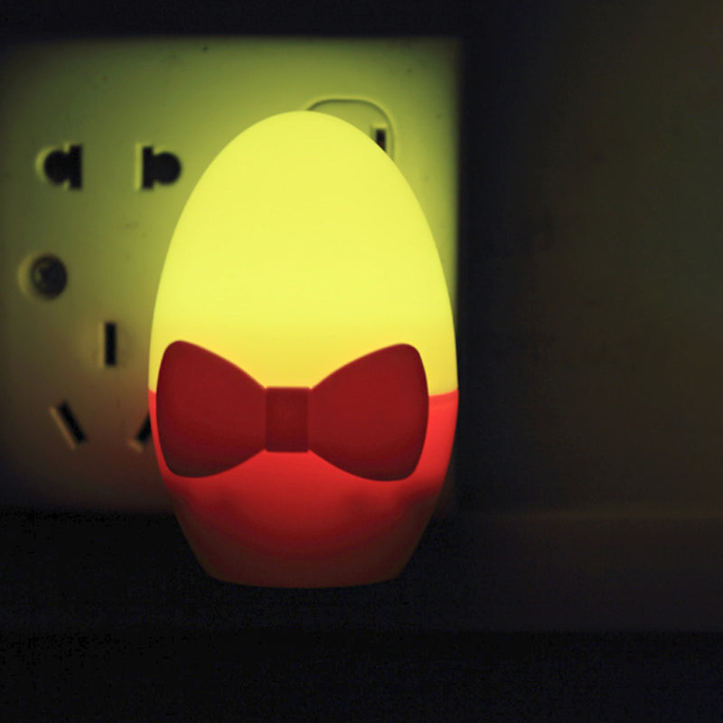 Kids Egg Shaped Mini Night Light Plastic Bedside LED Wall Lamp with Plug in Yellow-Red Clearhalo 'Night Lights' 'Wall Lights' Lighting' 1468212