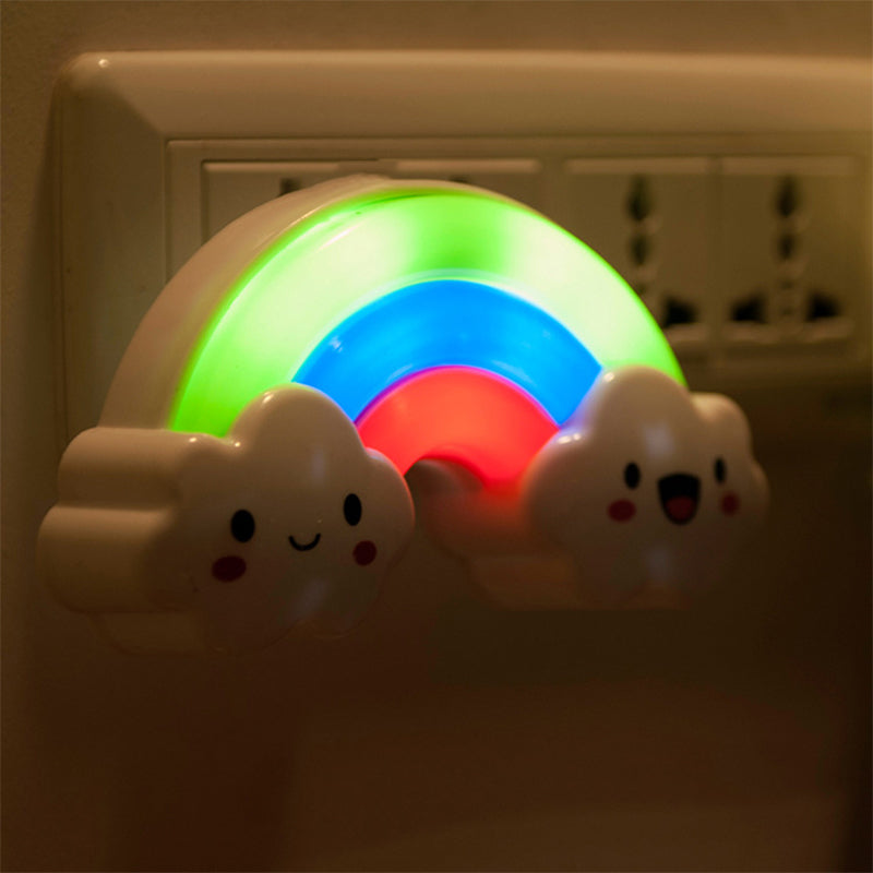 Red-Green Rainbow Small Nightlight Cartoon Plastic Plug in LED Wall Lamp for Baby Room Red-Green Clearhalo 'Night Lights' 'Wall Lights' Lighting' 1468251