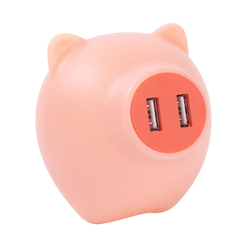 Pink/White Pig Mini Plug Night Lamp Cartoon Plastic LED Wall Light with USB Charging Port Clearhalo 'Night Lights' 'Wall Lights' Lighting' 1468317