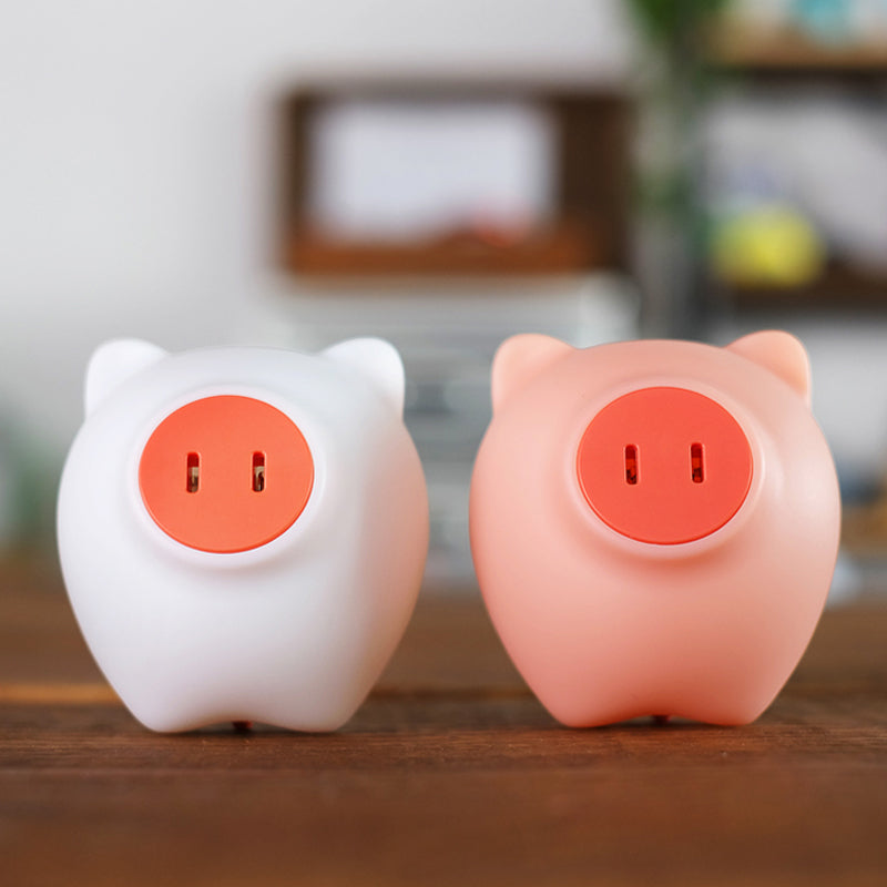 Pink/White Pig Mini Plug Night Lamp Cartoon Plastic LED Wall Light with USB Charging Port Clearhalo 'Night Lights' 'Wall Lights' Lighting' 1468320