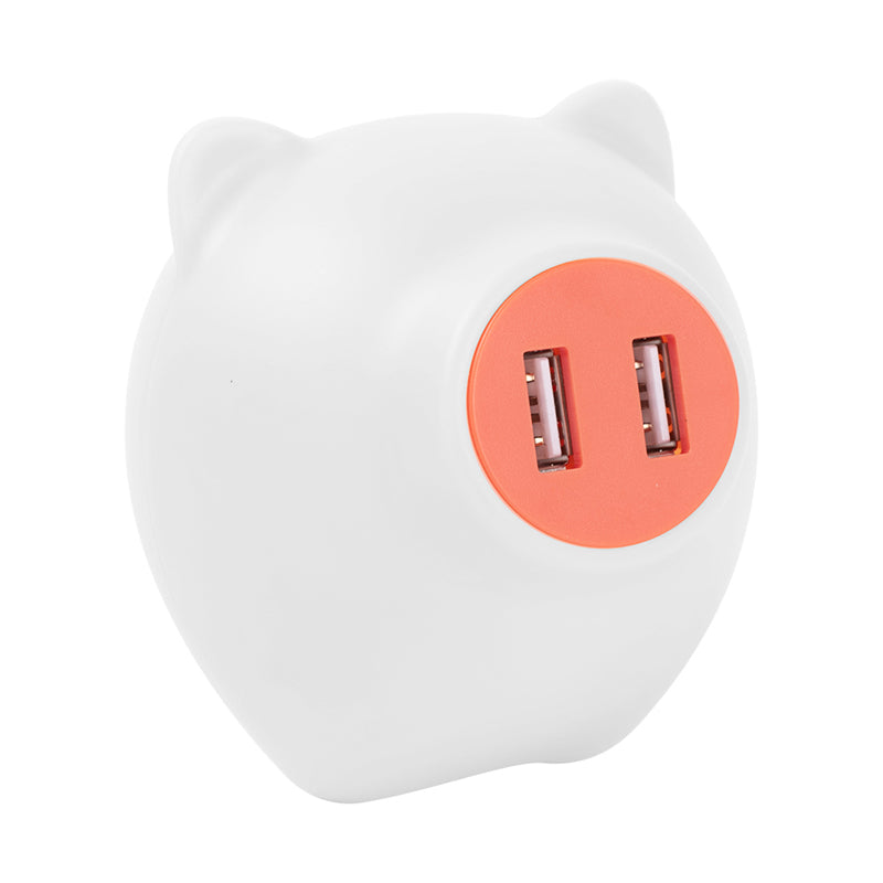 Pink/White Pig Mini Plug Night Lamp Cartoon Plastic LED Wall Light with USB Charging Port Clearhalo 'Night Lights' 'Wall Lights' Lighting' 1468322