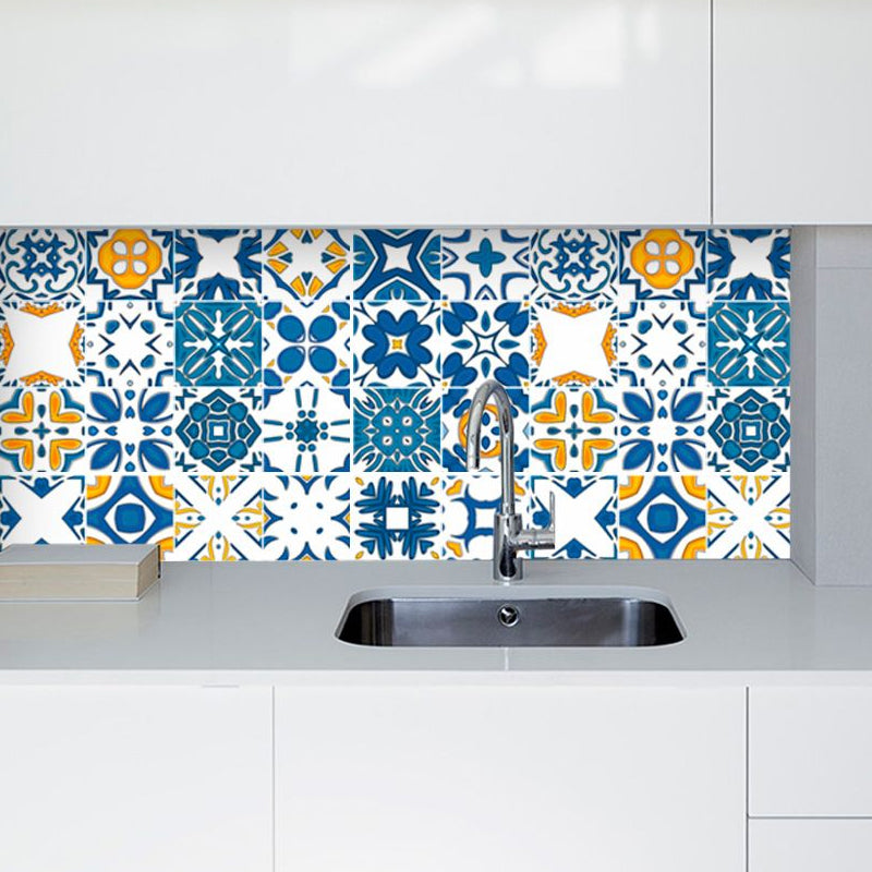 Self Adhesive Moroccan Tile Wallpaper Panels PVC Bohemian Wall Covering for Kitchen Clearhalo 'Wall Decor' 'Wallpaper' 1468349