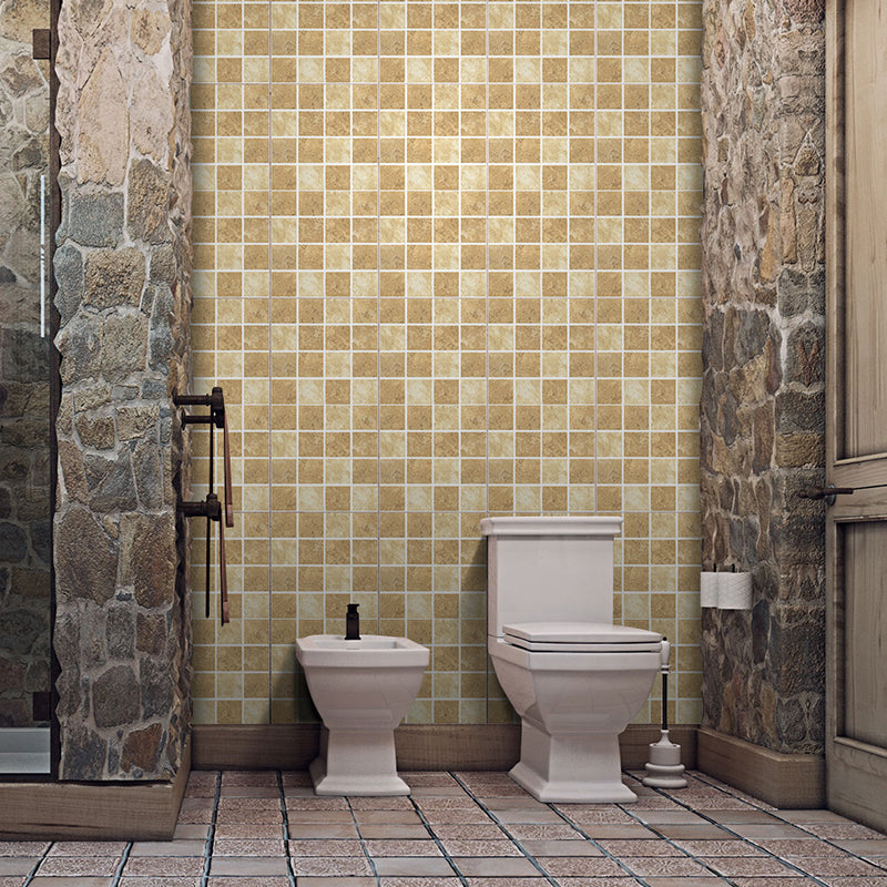 Brown Check Wallpaper Panels Contemporary Self Sticking Bathroom Wall Art, 2.2-sq ft Clearhalo 'Wall Decor' 'Wallpaper' 1468386