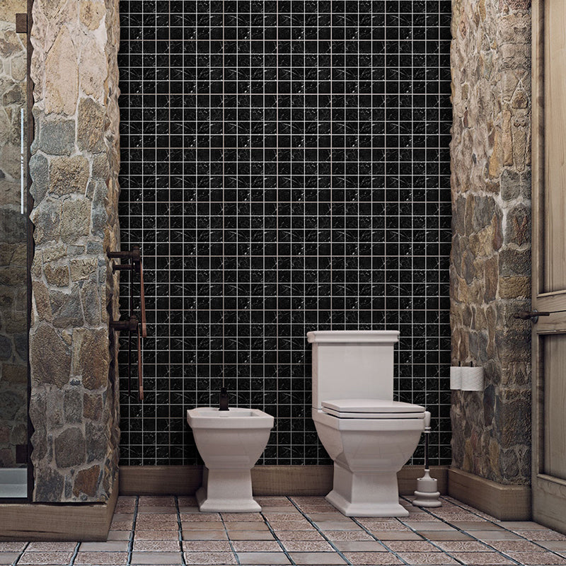 Marble Peel and Stick Wallpaper Panel Modern Black Contemporary Wall Decor for Restroom Clearhalo 'Wall Decor' 'Wallpaper' 1468406