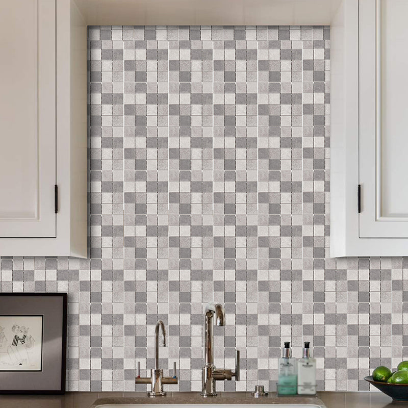 Clean Mosaics Tile Wallpaper Panel Set for Kitchen, Grey, 2.2-sq ft, Peel and Paste Grey Clearhalo 'Wall Decor' 'Wallpaper' 1468432