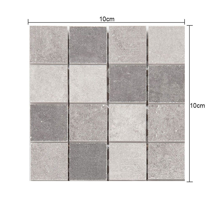 Clean Mosaics Tile Wallpaper Panel Set for Kitchen, Grey, 2.2-sq ft, Peel and Paste Clearhalo 'Wall Decor' 'Wallpaper' 1468435