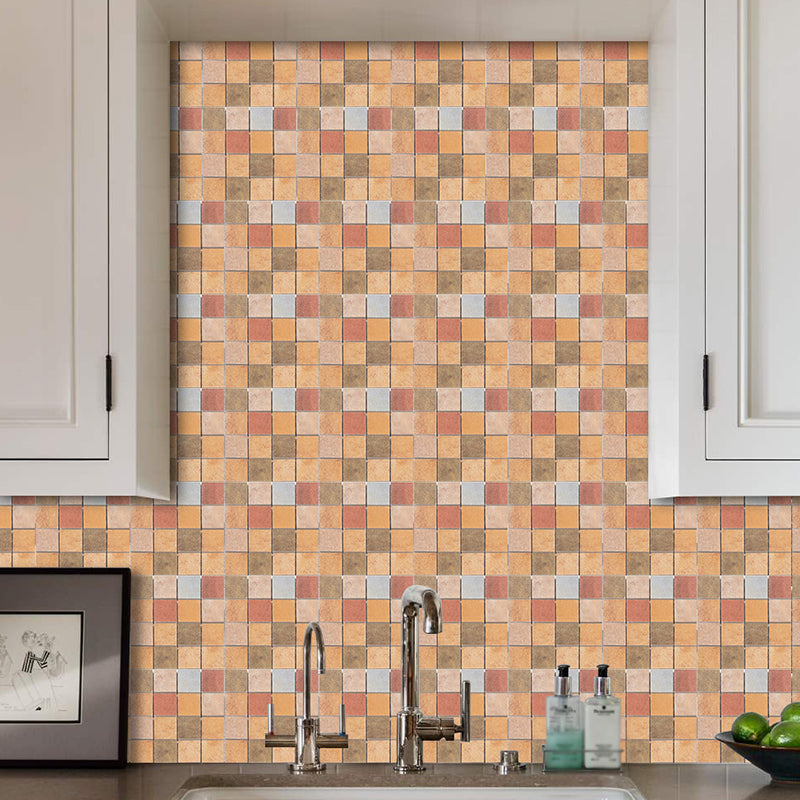 PVC Peel Wallpaper Panels Modern Mosaics Tile Wall Decoration for Kitchen (20 Pcs) Orange-Yellow Clearhalo 'Wall Decor' 'Wallpaper' 1468436