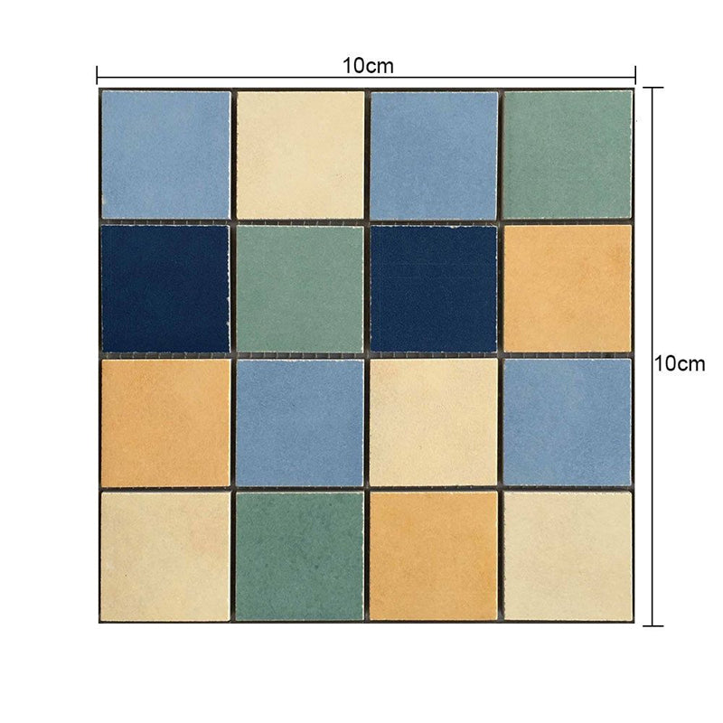 Adhesive Mosaics Wallpaper Panels Blue-Yellow-Green Modern Wall Decor for Kitchen Clearhalo 'Wall Decor' 'Wallpaper' 1468451