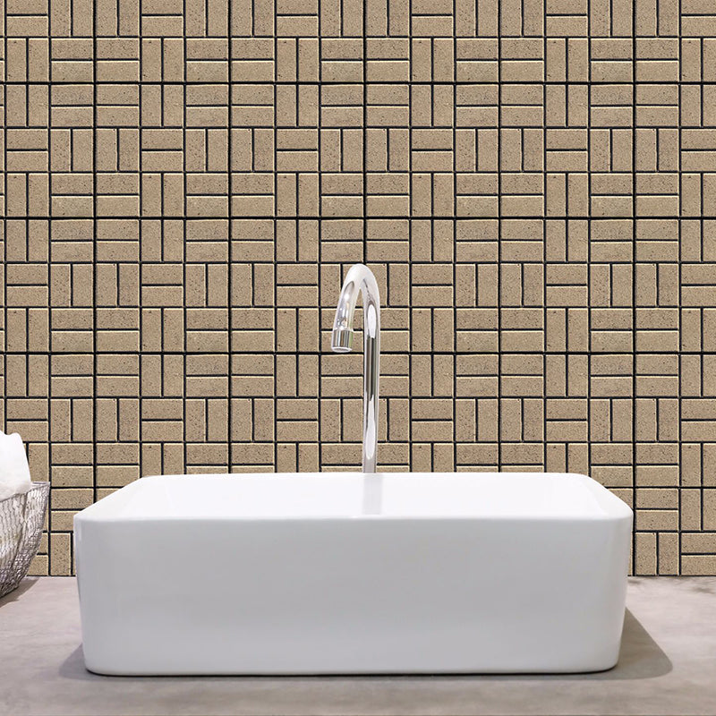 Rural Brick Peel off Wallpaper Panel Set in Brown Bathroom Wall Art, 12' L x 12