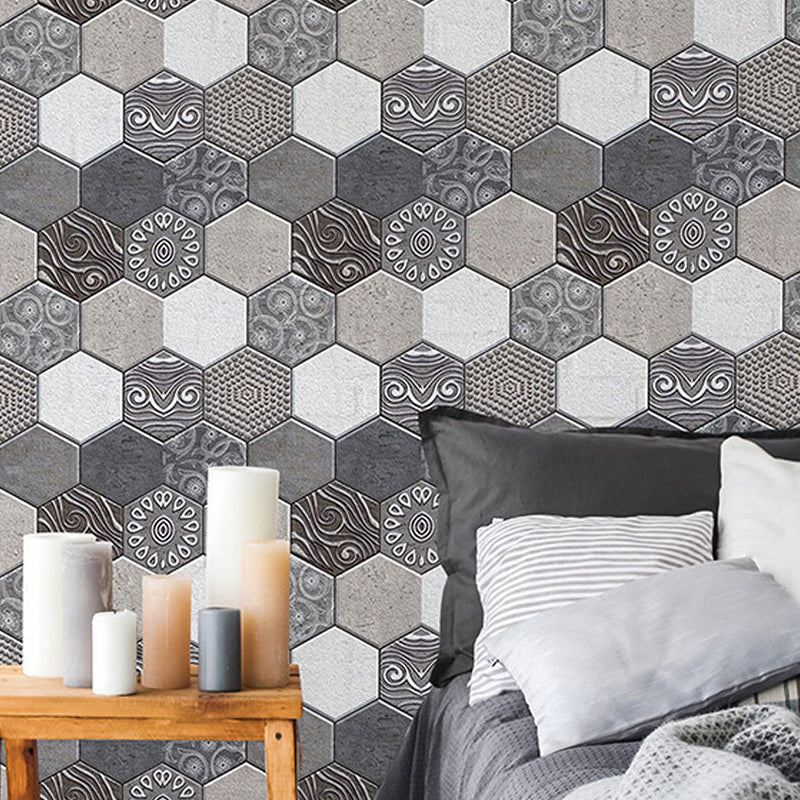 Honeycomb Pick-Up Sticks Wallpaper Panel Grey-White Modern Wall Decor for Bedroom Clearhalo 'Wall Decor' 'Wallpaper' 1468477