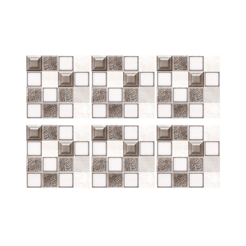 Peel and Paste Tile Wallpaper Panel Contemporary PVC Wall Art in White-Brown, 8' L x 8