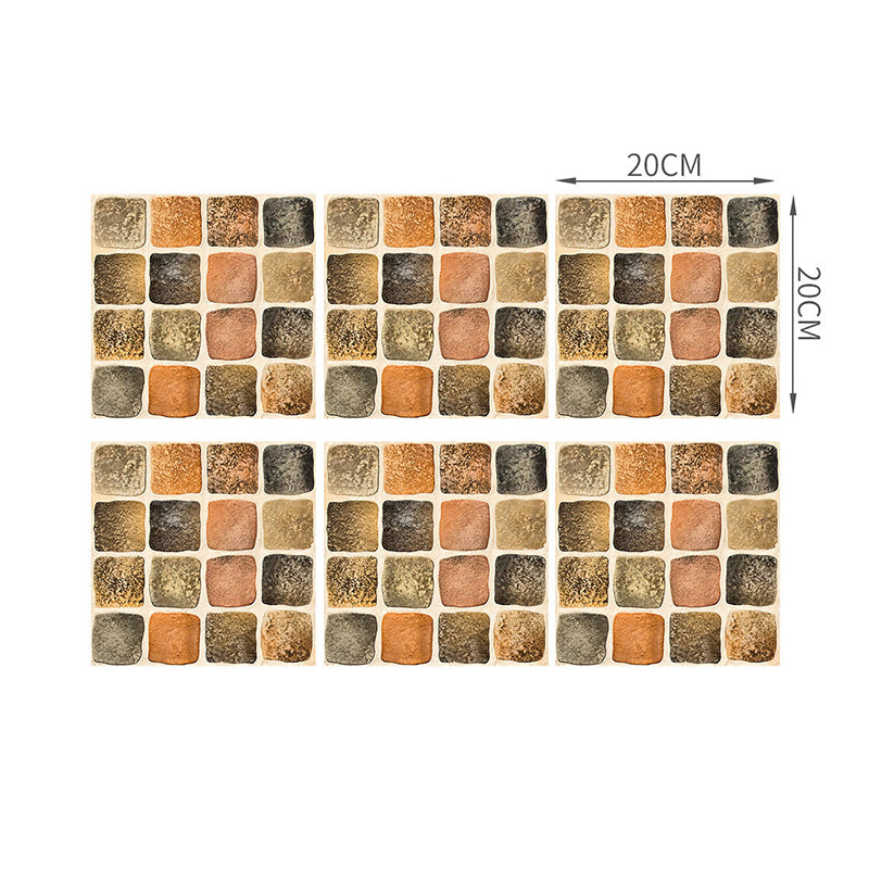 Orange-Grey Modern Wallpaper Panel 5.2-sq ft Faux Mosaics Tile Stick Wall Covering for Home Clearhalo 'Wall Decor' 'Wallpaper' 1468497