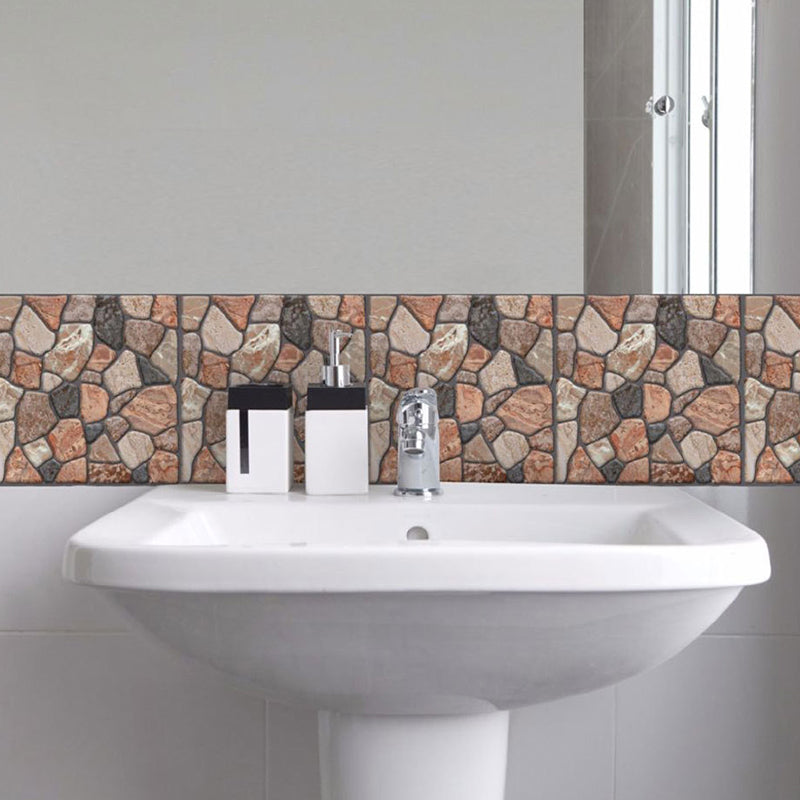 Rural Pebbled Adhesive Wallpaper Panels Brown Bathroom Wall Covering, 12' L x 12